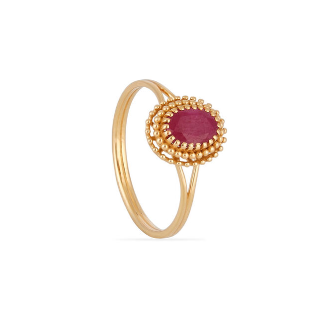 Tanishq 18KT Oval Ruby Classic Finger Ring for Women 2