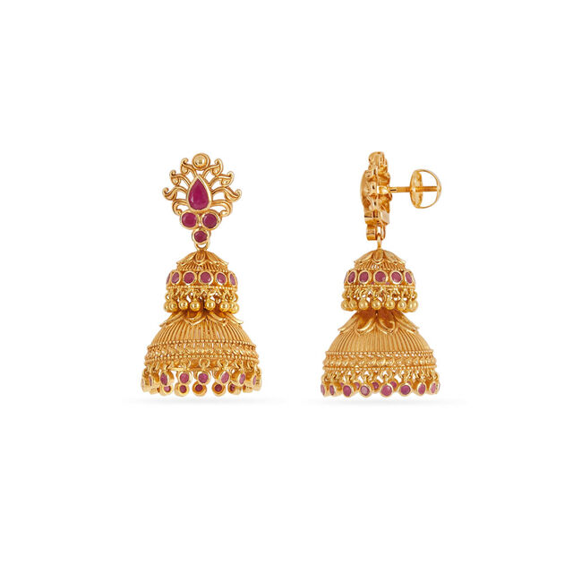 Tanishq 18KT Ruby Cascading Jhumkas for Women 2
