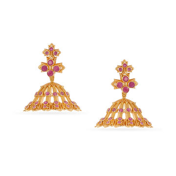 Tanishq 18KT Blooming Petal Jhumkas for Women