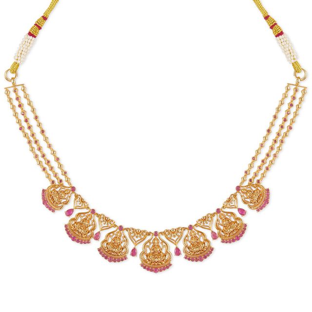 Tanishq 18KT Divine Beauty Ruby Necklace for Women 