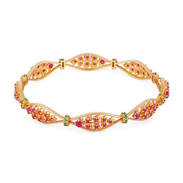 Tanishq 18KT Ruby & Emerald Nature's Harmony Bangle for Women