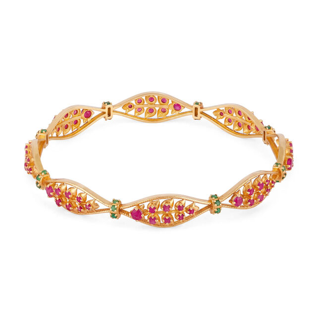 Tanishq 18KT Ruby & Emerald Nature's Harmony Bangle for Women 