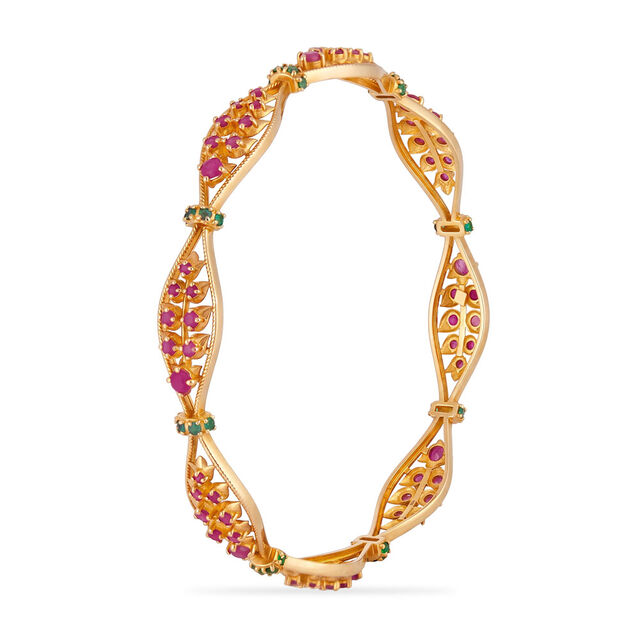 Tanishq 18KT Ruby & Emerald Nature's Harmony Bangle for Women 2