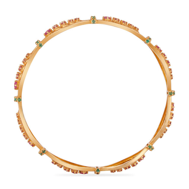 Tanishq 18KT Ruby & Emerald Nature's Harmony Bangle for Women 3