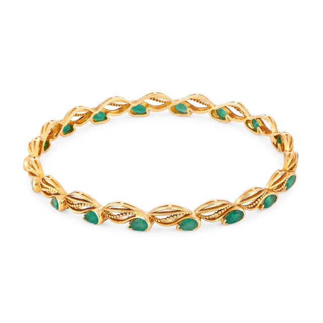 Tanishq 18KT Emerald Leaves Bangle Set for Women 