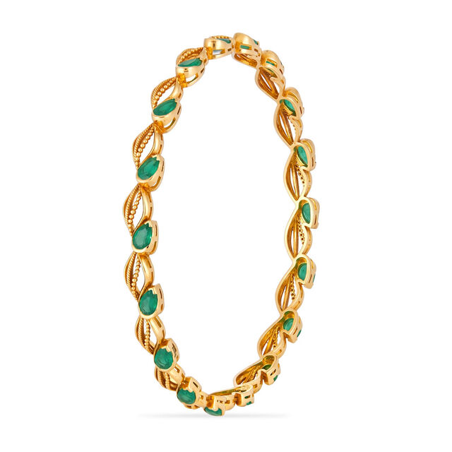 Tanishq 18KT Emerald Leaves Bangle Set for Women 2