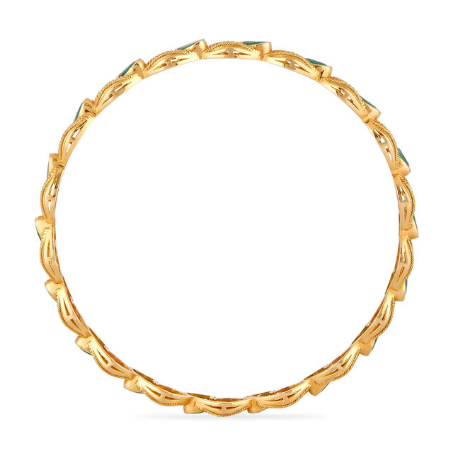 Tanishq 18KT Emerald Leaves Bangle Set for Women 3