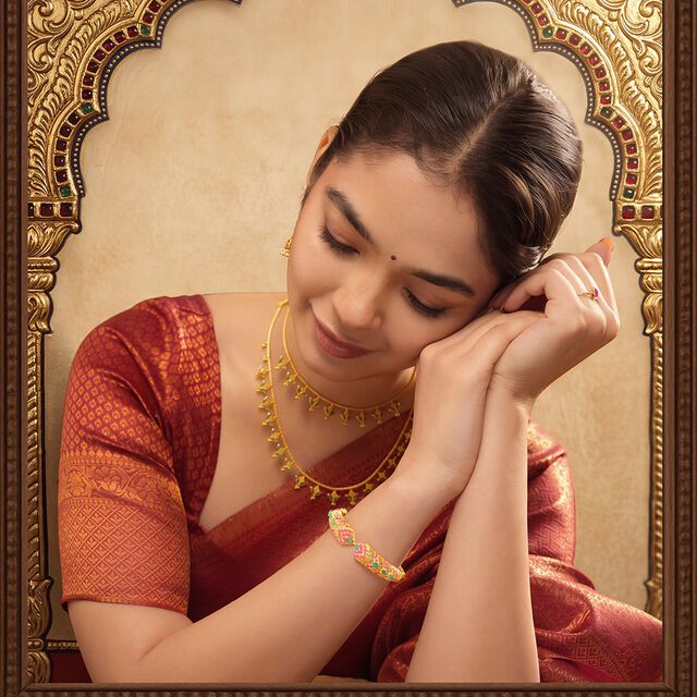 Tanishq 18KT Ruby & Emerald Jaali Bangle for Women 2
