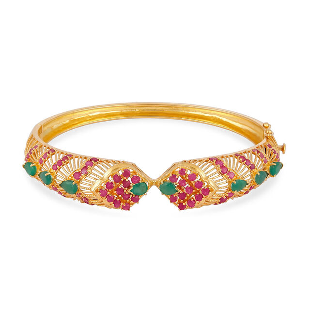 Tanishq 18KT Ruby & Emerald Jaali Bangle for Women 