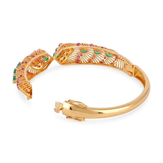 Tanishq 18KT Ruby & Emerald Jaali Bangle for Women 4