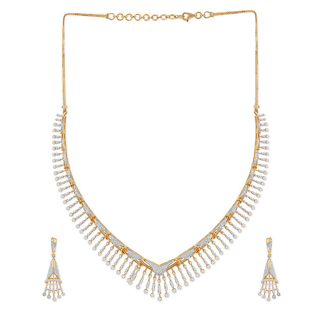 Tanishq 18KT Diamond Necklace Set for Women 