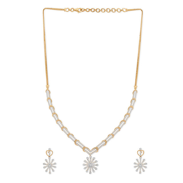 Tanishq 18KT Diamond Necklace Set for Women 