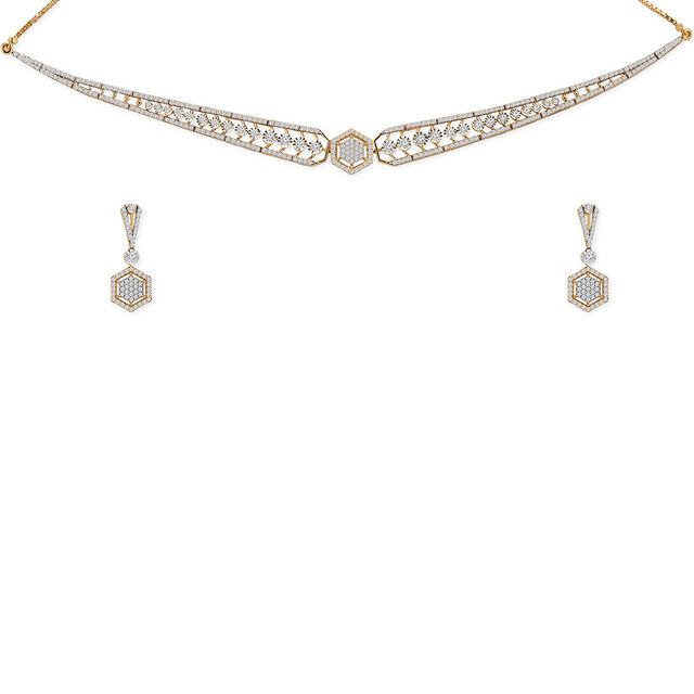 Tanishq 18KT Diamond Necklace Set for Women 