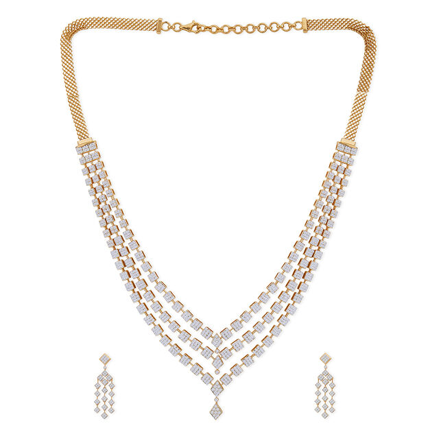 Tanishq 18KT Diamond Necklace Set for Women 