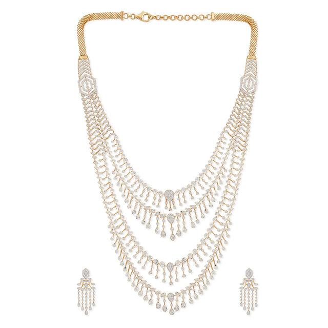 Tanishq 18KT Diamond Necklace Set for Women 