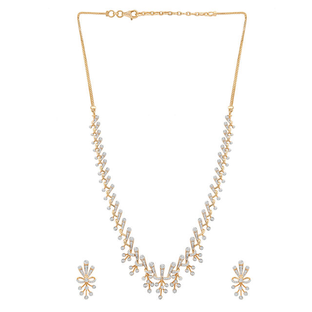 Tanishq 18KT Diamond Necklace Set for Women 