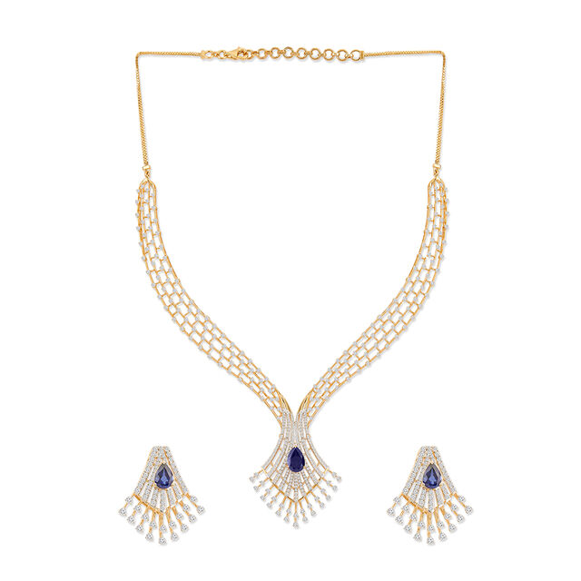 Tanishq 18KT Diamond Necklace Set for Women 