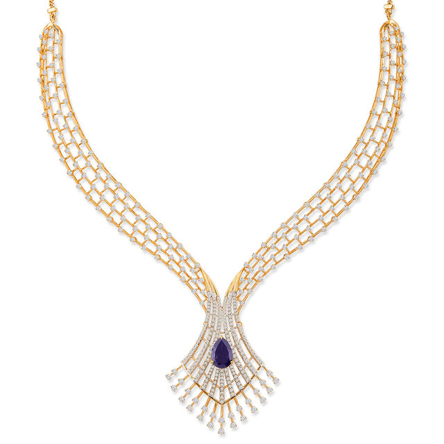 Tanishq 18KT Diamond Necklace Set for Women 2