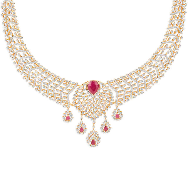 Tanishq 18KT Diamond Necklace Set for Women 2