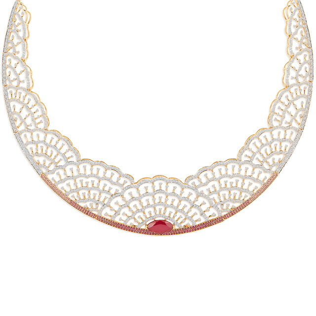 Tanishq 18KT Diamond Necklace Set for Women 2