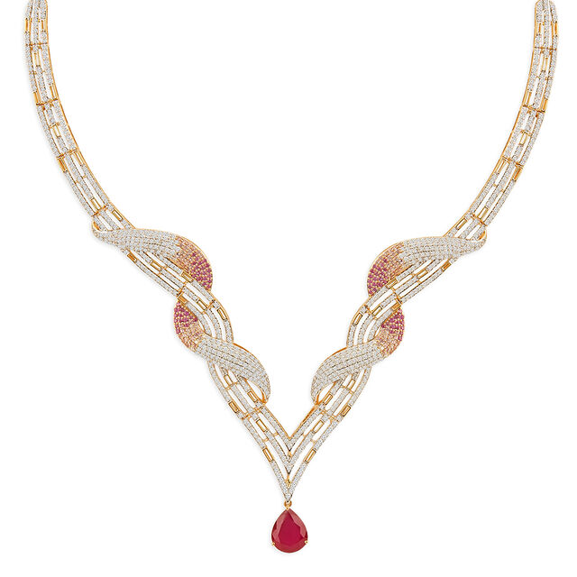 Tanishq 18KT Diamond Necklace Set for Women 2
