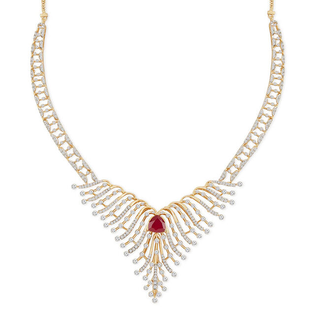 Tanishq 18KT Diamond Necklace Set for Women 2