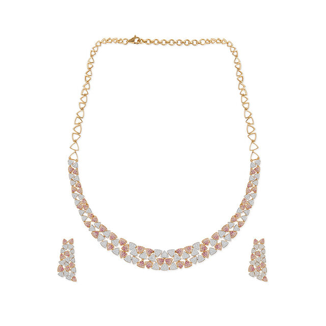 Tanishq 18KT Diamond Necklace Set for Women 