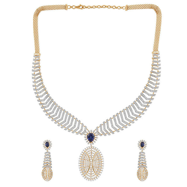 Tanishq 18KT Diamond Necklace Set for Women 