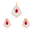 Elegant Ruby Diamond Pendant-Earrings 