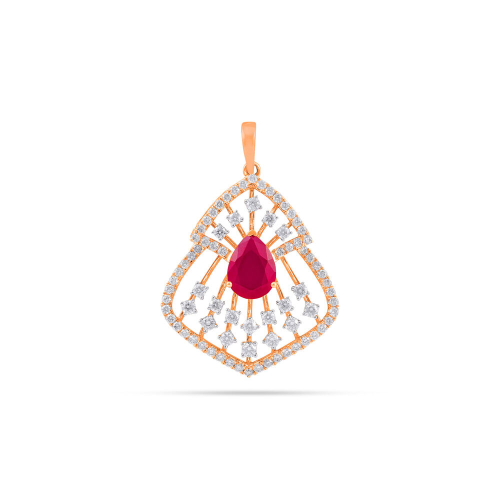 Buy Elegant Ruby Diamond Pendant Earrings at Best Price Tanishq US