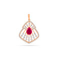Elegant Ruby Diamond Pendant-Earrings 2