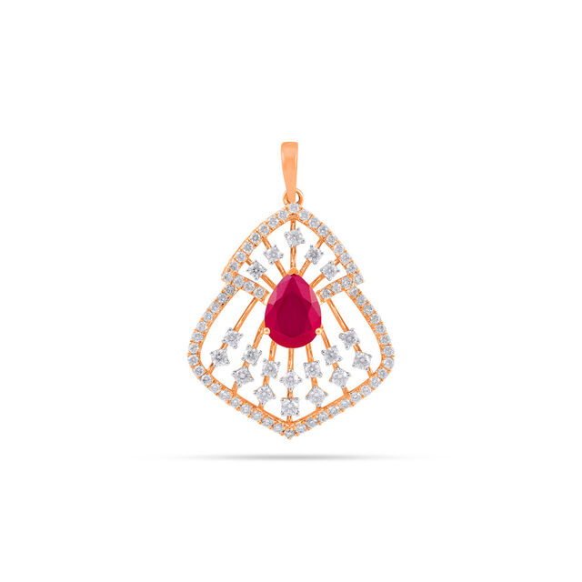Elegant Ruby Diamond Pendant-Earrings 2