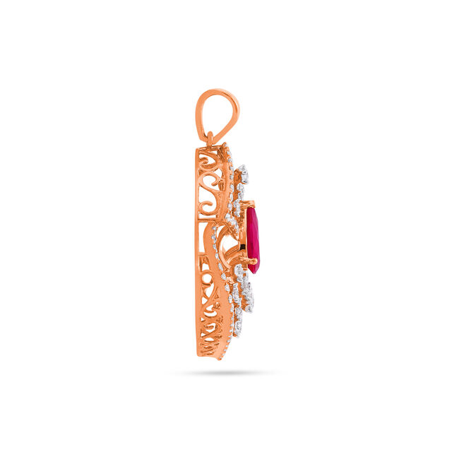 Elegant Ruby Diamond Pendant-Earrings 3