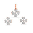 Floral Diamond Cluster Pendant Set 