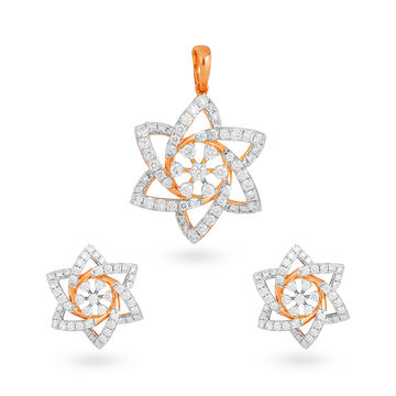 Geometric Star Diamond Pendant Set