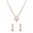 Refined 18-Karat Gold Leaf & Floral Necklace Set with Bluestone Accents 