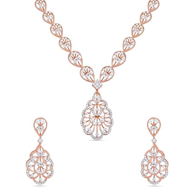 Gold Diamond Necklace Set 