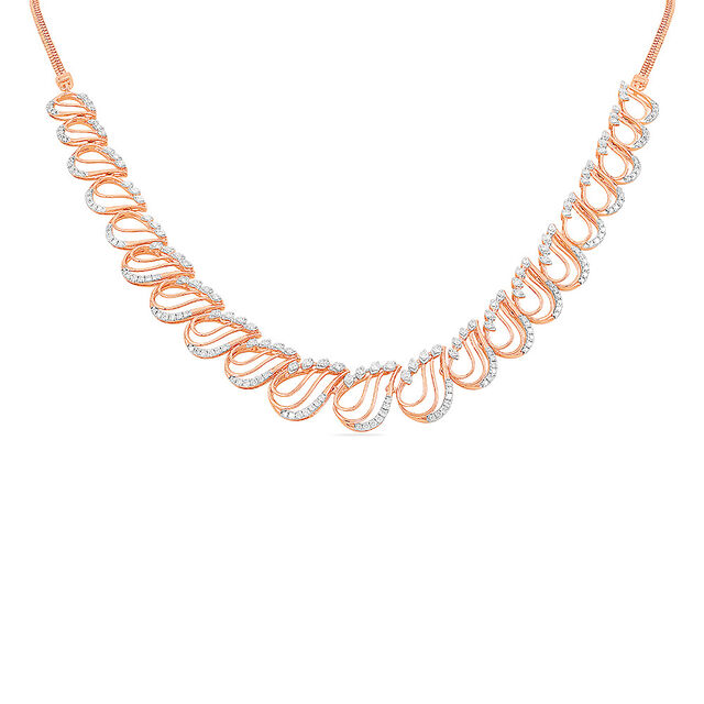 Exquisite Almond Motif Diamond Necklace Set 2