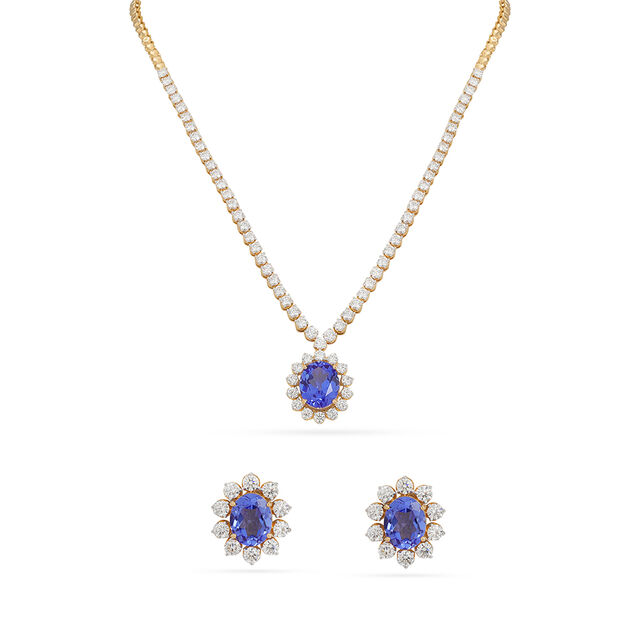 Regal Sapphire and Diamond Necklace Set 