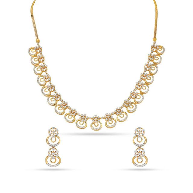 Diamond Floral Necklace Set 