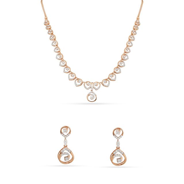 Tanishq 18KT Diamond Necklace Set for Women 