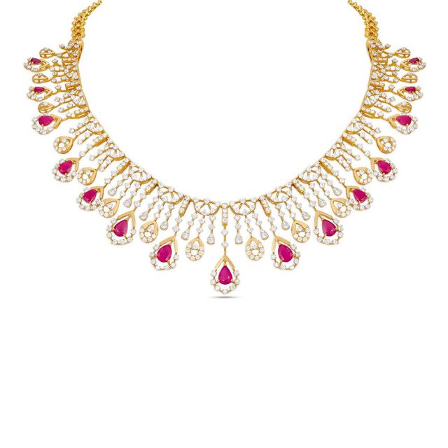 Gold Ruby and Diamond Necklace Set 2