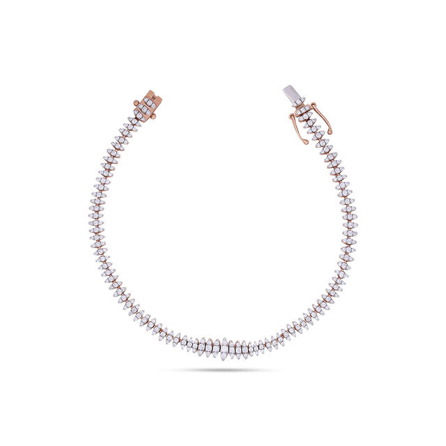 18 karat Single Row Rose Gold Tennis Bracelet exudes timeless elegance. 