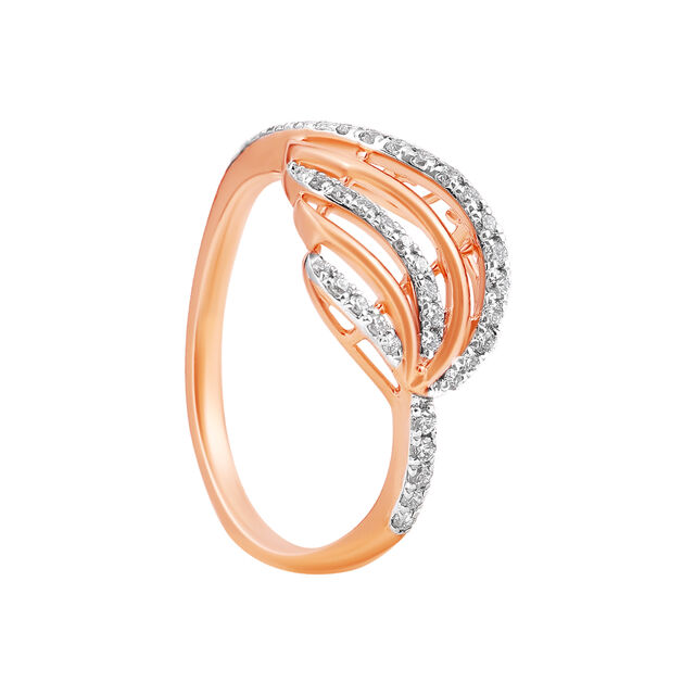Yellow Gold Ring with Delicate Leaf Design 