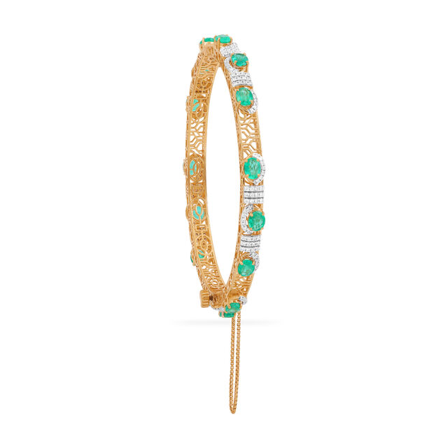 18 Karat Gold & Emerald Bangle