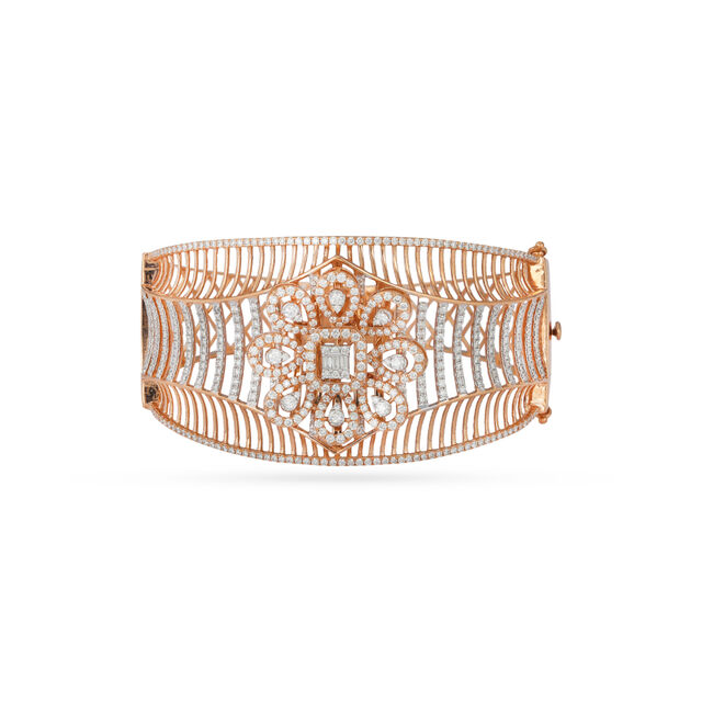 Radiant Rose Gold Floral Bracelet
