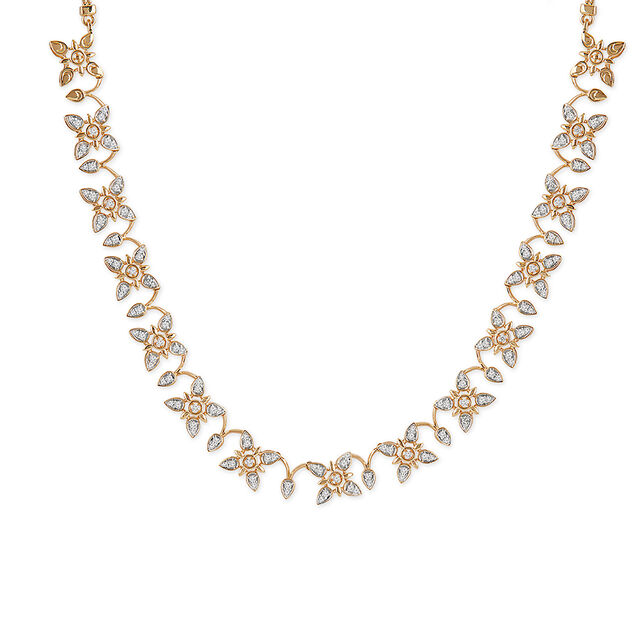 Tanishq 18KT Delicate Ixora Necklace Set for Women 2