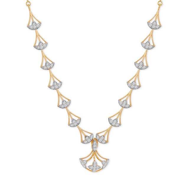Tanishq 18KT Starburst Ixora Pendant Set for Women 2