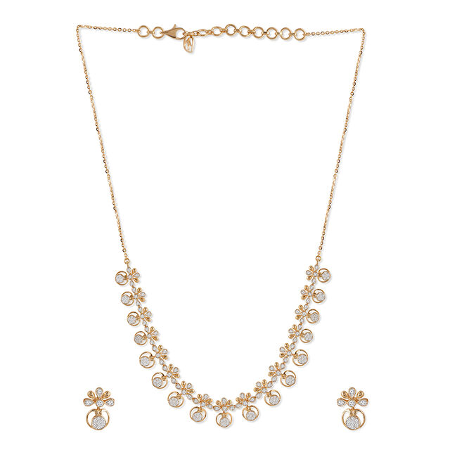 Tanishq 18KT Vine Bloom Necklace Set for Women 