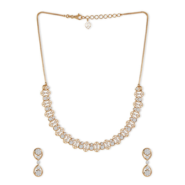 Tanishq 18 KT Pookalam Loop Necklace Set for Women 